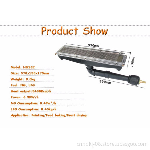 Ceramic heated infrared gas burners for industrial food dryer dehydrator